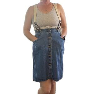 MKaren Kane Denim Skirt with Suspenders. 28 inch waist.